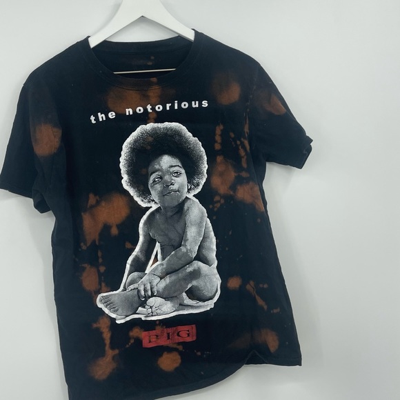 The Notorious Big Biggie Smalls Bleach Dyed Short Sleeve Shirt Size Large - Picture 3 of 5